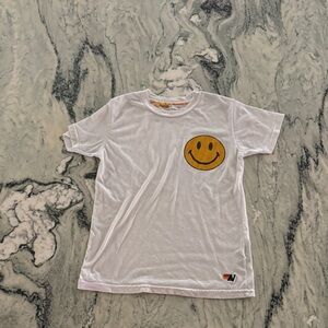 Aviator Nation White Tee with Yellow Smiley